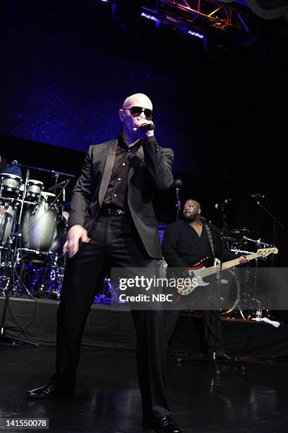 60th Anniversary Party -- Pictured: Pitbull performs at the Edison Ballroom in New York to celebrate the 60th anniversary of the TODAY show on...
