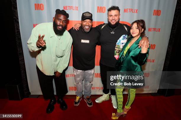 Tobe Nwigwe, Bun B, Mohammed Amer, and Teresa Ruiz attend Netflix's "MO" exclusive sneak peek and conversation at The DeLuxe Theater on August 17,...