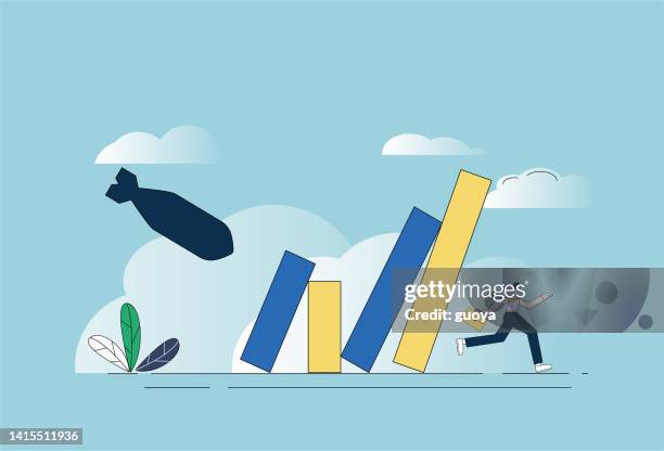 the war sent stocks down. - domino effect stock illustrations