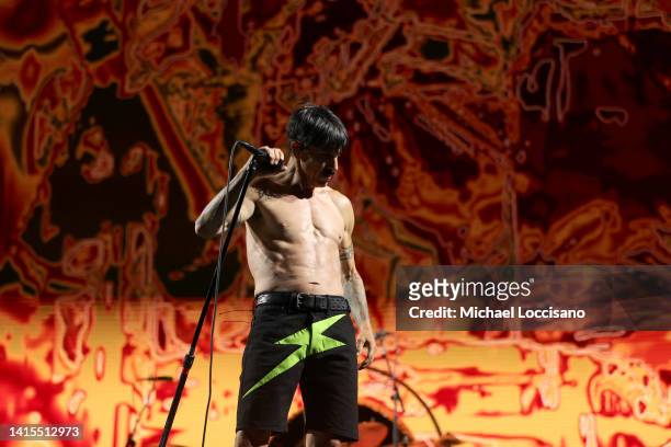 Anthony Kiedis of the Red Hot Chili Peppers performs at MetLife Stadium on August 17, 2022 in East Rutherford, New Jersey.