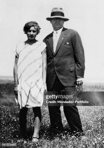 The Head of the Italian Government Benito Mussolini posing with his daughter Edda. Cattolica, 1920s
