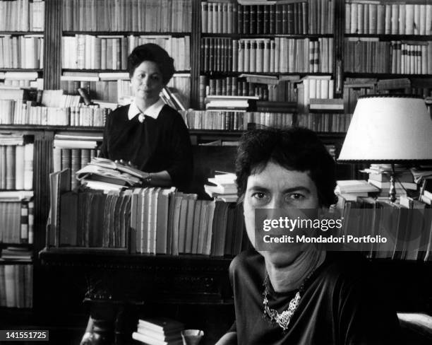 The writer Natalia Ginzburg, a winner of the Strega Prize, and Maria Bellonci. Rome, 1963