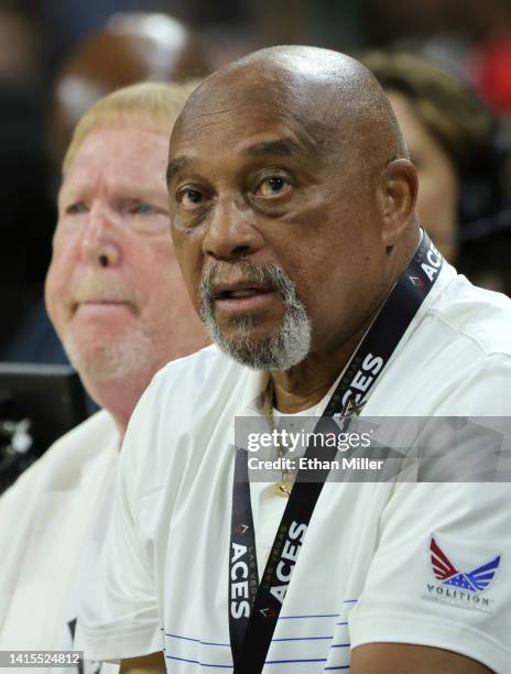 Former Olympic track and field athlete, football player and activist Tommie Smith attends Game One of the 2022 WNBA Playoffs first round at Michelob...