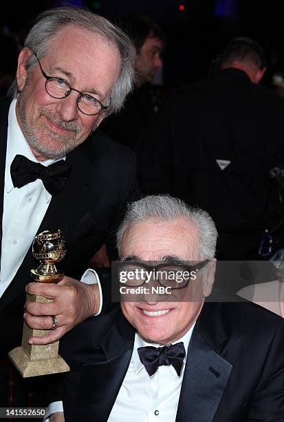 69th ANNUAL GOLDEN GLOBE AWARDS -- Pictured: Steven Spielberg, Martin Scorsese during the 69th Annual Golden Globe Awards held at the Beverly Hilton...