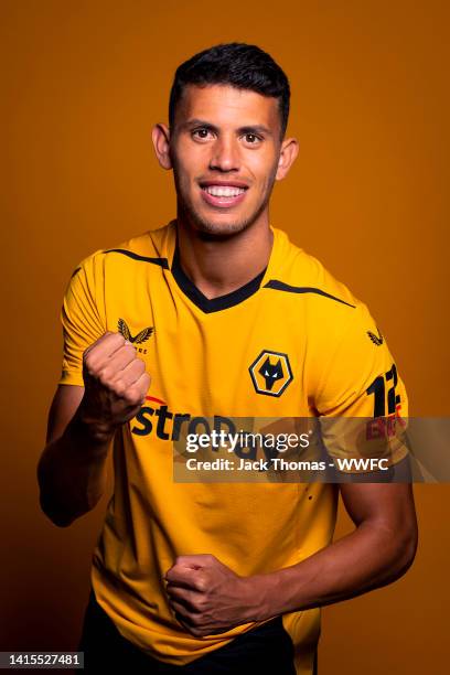 Wolverhampton Wanderers unveil new signing Matheus Nunes at Molineux on August 17, 2022 in Wolverhampton, England.