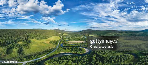 bellissimo paesaggio estivo della foresta e del fiume - nord europeo foto e immagini stock