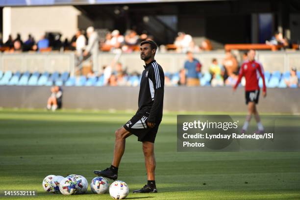 San Jose Earthquakes interim assistant coach Chris Wondolowski during warmups before a game between Real Salt Lake and San Jose Earthquakes at PayPal...