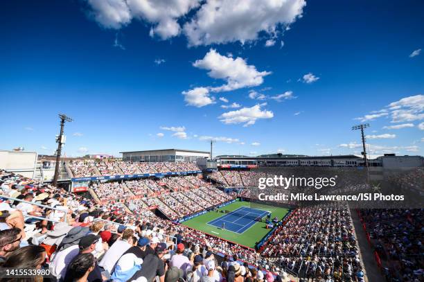General view of the court as Hubert Hurkacz of Poland takes on Casper Ruud of Norway during the semi-finals on Day 8 of the National Bank Open at...