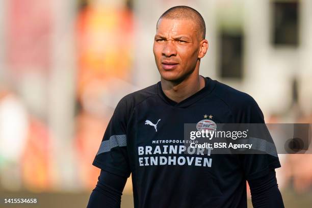 Boy Waterman of PSV during the Dutch Eredivisie match between Go Ahead Eagles and PSV at De Adelaarshorst on August 13, 2022 in Deventer, Netherlands