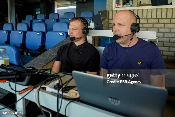 Thijs Oosting, Pim Smolders reporters for the match at Juke during the Dutch Keukenkampioendivisie match between FC Eindhoven and Willem II at Jan...
