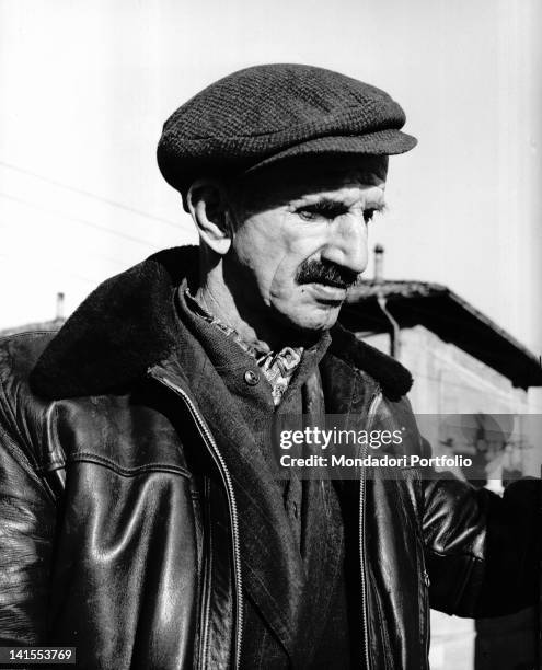 Portrait of the Italian painter Antonio Ligabue. Reggio Emilia, March 1961