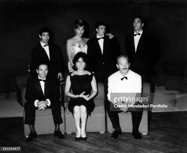 The producer, the director, the actors and the crew of the movie 'Mamma Roma' at the Film Festival. Venice, September 1962