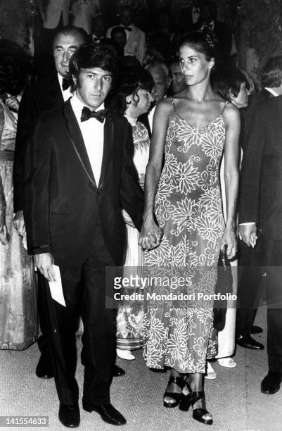 American actor Dustin Hoffman with his wife Anne Byrne at the Red Cross Gala. Monte Carlo, 1960s