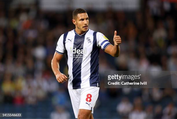 Thumbs up from Jake Livermore of West Bromwich Albion during the Sky Bet Championship between West Bromwich Albion and Cardiff City at The Hawthorns...