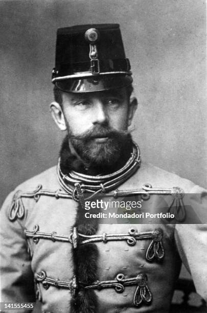 Archduke Rudolf of Habsburg-Lorraine, heir to the Austria-Hungarian throne, posing in full uniform 1880s