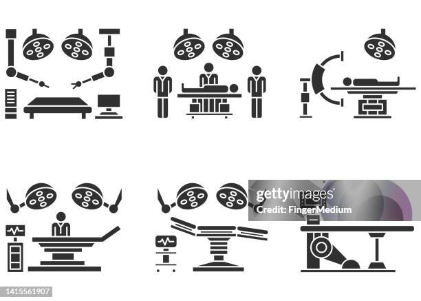 chirurgie-icon-set - operationstisch stock-grafiken, -clipart, -cartoons und -symbole