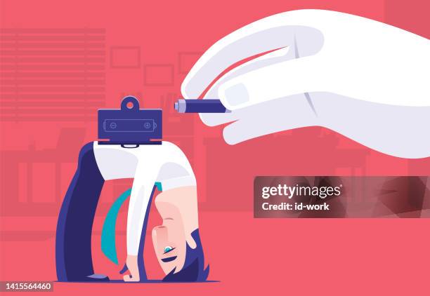 exhausted businessman waiting for new battery - taking a bow stock illustrations