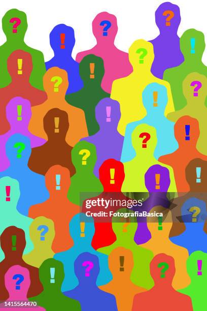 surprised and questioned men - question mark exclamation mark stock illustrations