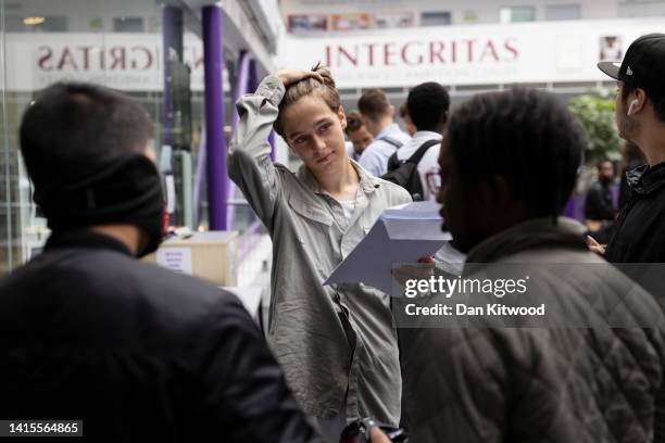 Student Kevin Matyszewski of The City of London Academy in Southwark receives his A-Level results on August 18, 2022 in London, United Kingdom. This...