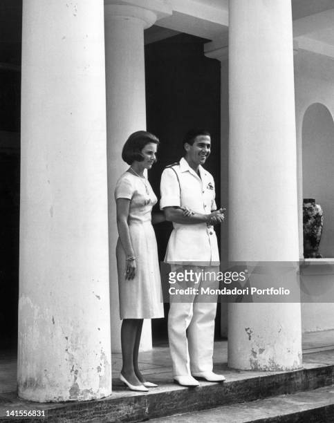 King Constantine II of Greece with his fiancee, Princess Anne-Marie of Denmark. Athens, 1964