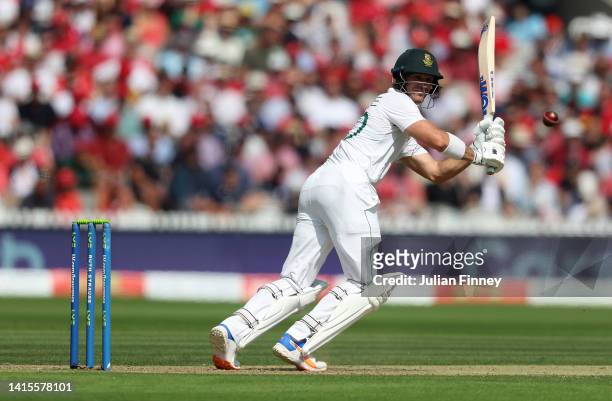 Sarel Erwee of South Africa bats during day two of the first LV=Insurance test match between England and Australia at Lord's Cricket Ground on August...