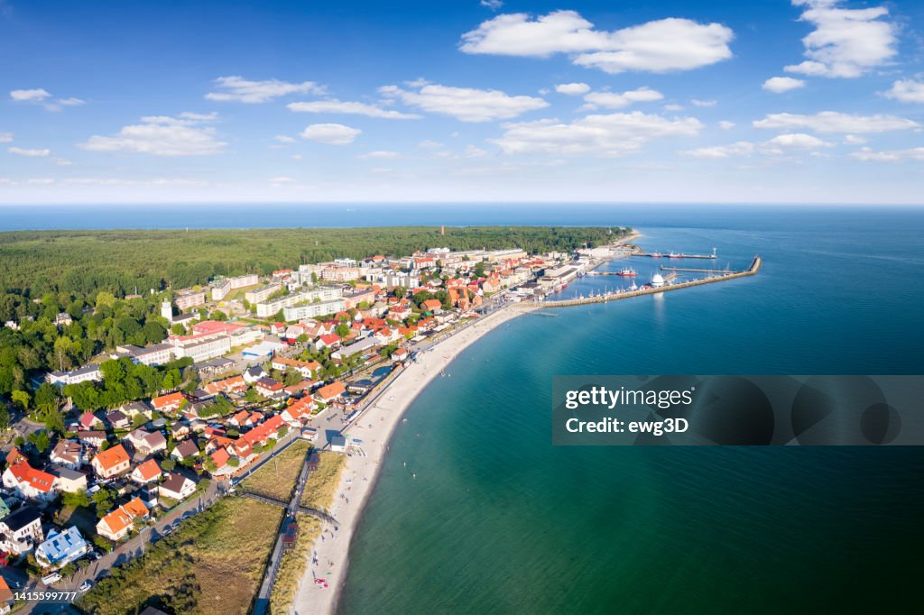 Vacations in Poland - summer aerial view of the Hel peninsula