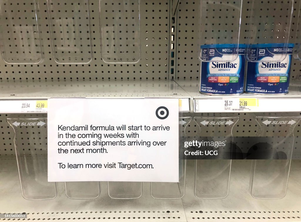 Kendamil Baby Formula shortage sign due to supply chain issues, Target store, Queens, New York