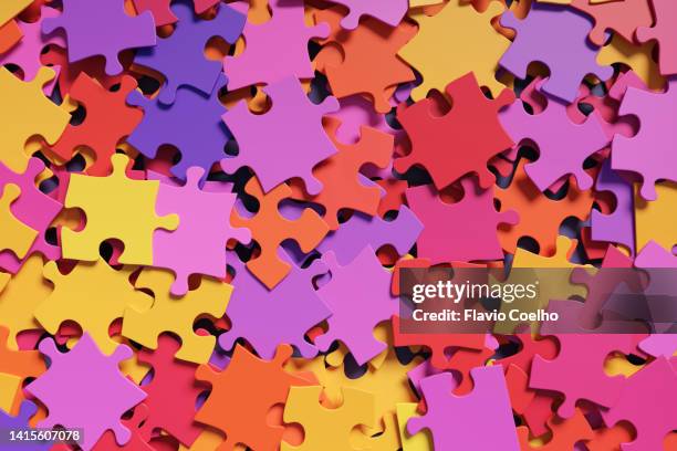 jigsaw puzzle pieces background - jigsaw puzzle pattern stock pictures, royalty-free photos & images