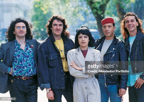 Matia Bazar band members: Carlo Marrale, Sergio Cossu, Aldo Stellita, Giancarlo Golzi and Antonella Ruggiero. 1989