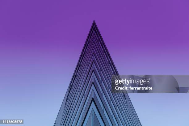 pyramidal office building - sharp angle stock pictures, royalty-free photos & images