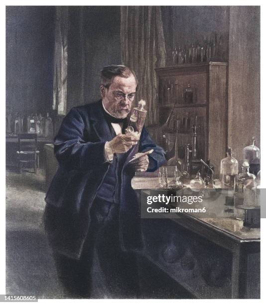 portrait of louis pasteur, french chemist and microbiologist renowned for his discoveries of the principles of vaccination, microbial fermentation, and pasteurization - erfinder stock-fotos und bilder