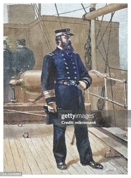 portrait of david dixon porter (1813 – 1891) - united states navy admiral - war of independence ireland stock pictures, royalty-free photos & images