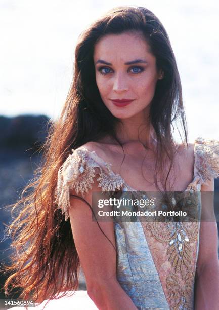 Italian ballet dancer Oriella Dorella wearing a stage costume. 1980s