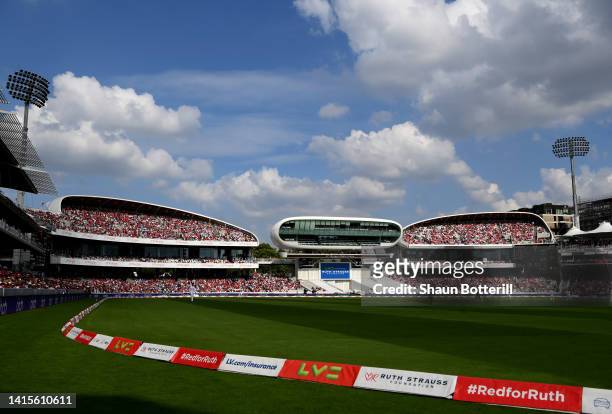 General view of the ground and crowd for 'Red for Ruth Day' during day two of the First LV= Insurance Test Match between England and South Africa at...