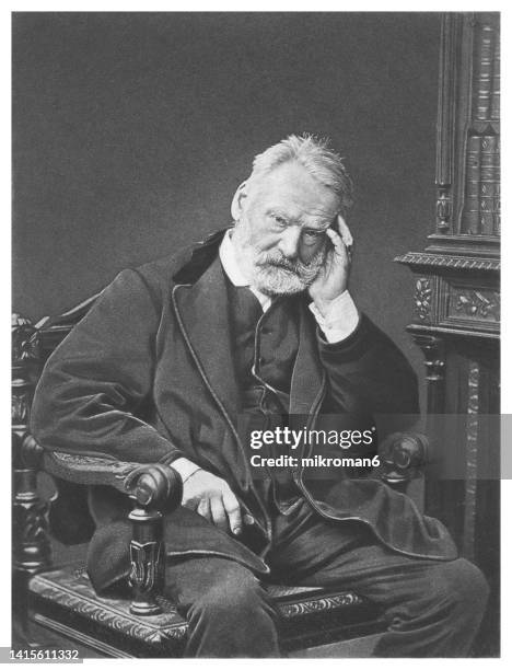 portrait of victor marie hugo, french poet, novelist, and dramatist of the romantic movement - hugo photos et images de collection