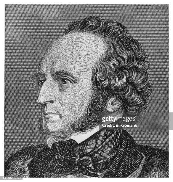portrait of jakob ludwig felix mendelssohn bartholdy or felix mendelssohn, german composer, pianist, organist and conductor of the early romantic period - felix mendelssohn composer stock pictures, royalty-free photos & images