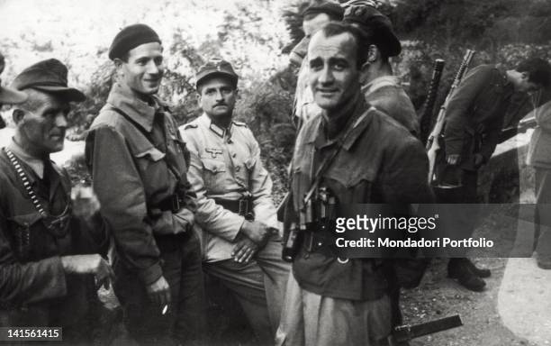 The partisan chiefs Giovanni Berio and Sorani together with Germans and fascists to discuss about the exchange mode of some prisoners. Finero, Val...