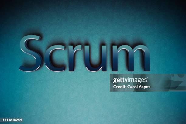 scrum single word in 3d letters - tech scrum stock pictures, royalty-free photos & images