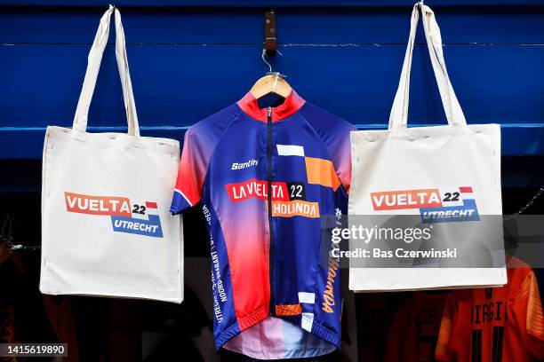 Detail view of La Vuelta souvenirs in the the windows of Utrecht during the 77th Tour of Spain 2022 - Team Presentation / #LaVuelta22 / #WorldTour /...