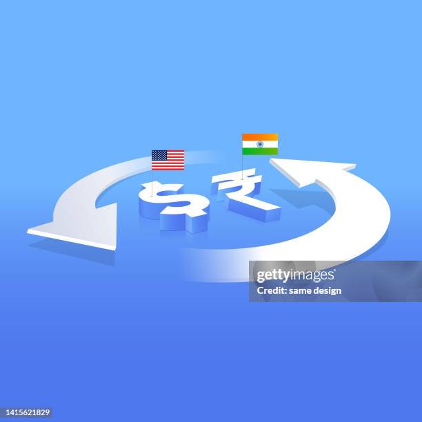 stockillustraties, clipart, cartoons en iconen met us dollar and indian rupee money exchange concept - american dollar to indian rupee