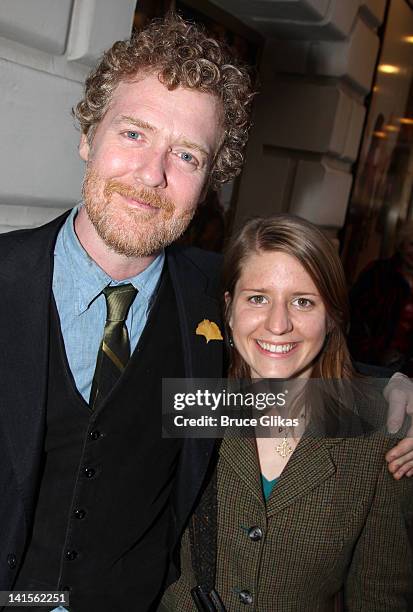 Composers Glen Hansard and Marketa Irglova attend the opening night of "Once" on Broadway at The Bernard B. Jacobs Theatre on March 18, 2012 in New...