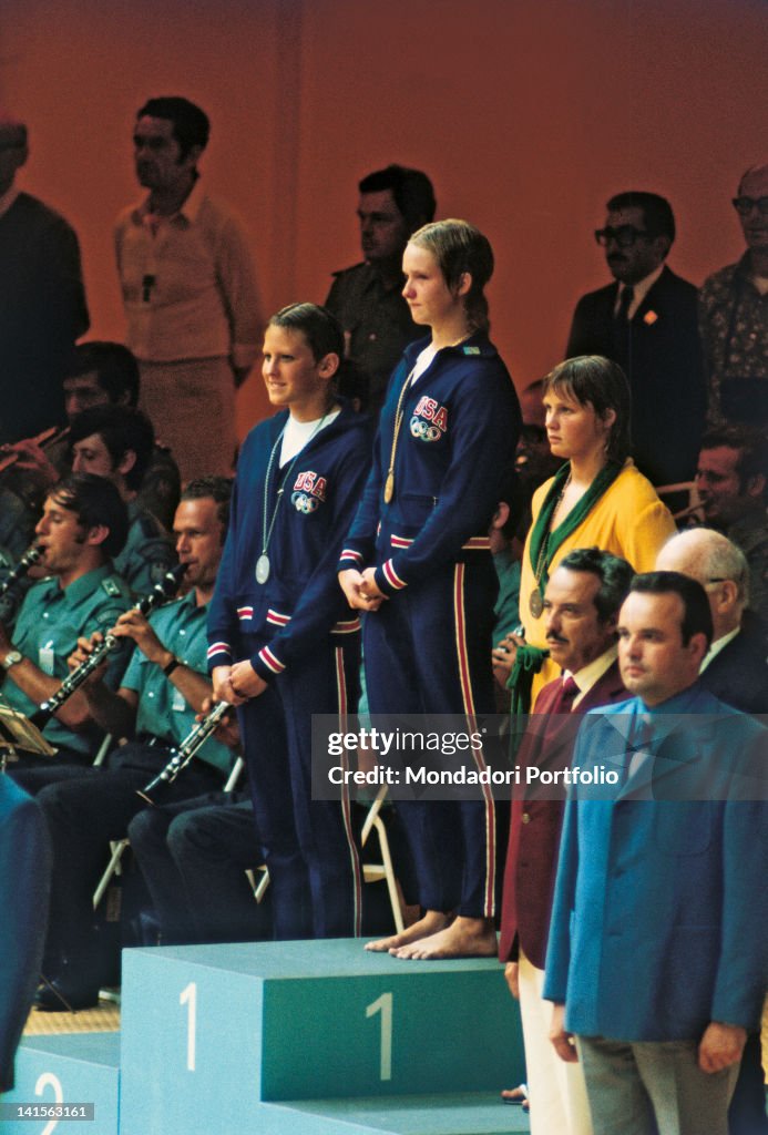 The Olympic Podium Of The Women'S 100 Metres Freestyle At The Munich Games