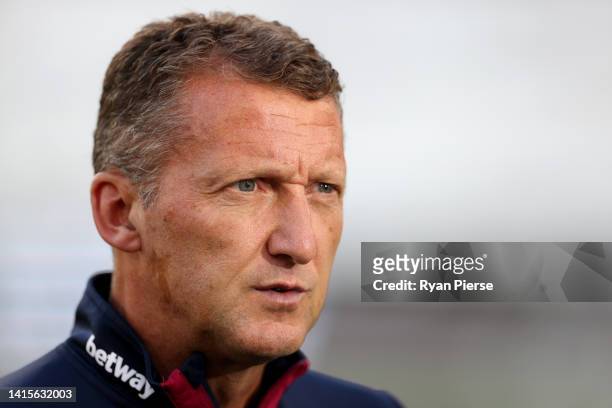 Billy McKinlay, First Team Coach of West Ham United looks on prior to the UEFA Europa Conference League 2022/23 Play-Off First Leg match between West...