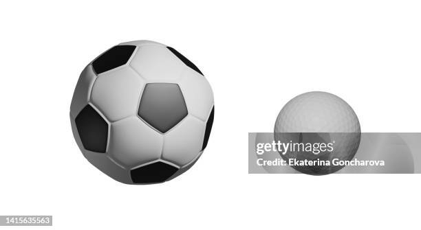 soccer balls and golf ball on the white background - soccer icon stock pictures, royalty-free photos & images