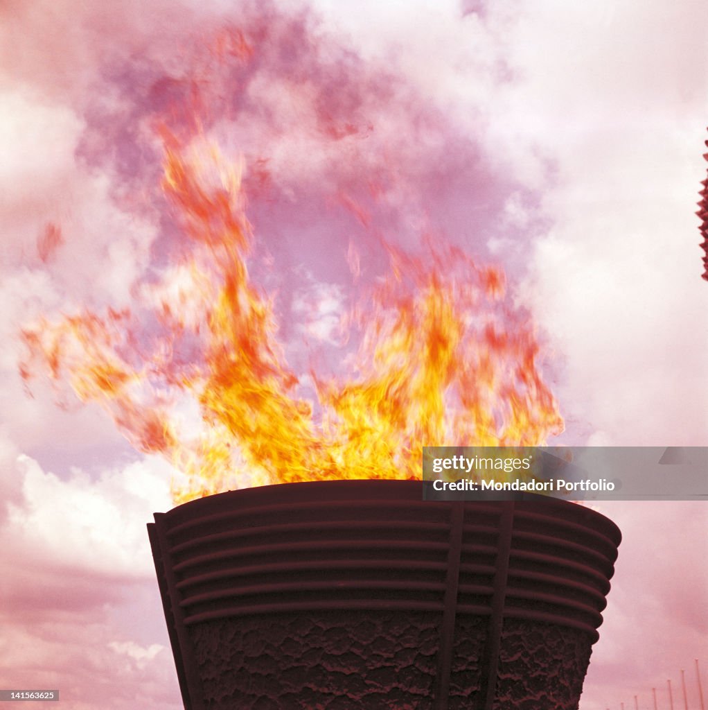 The Fire Is Lit In The Big Olympic Cauldron Of Tokyo Olympics