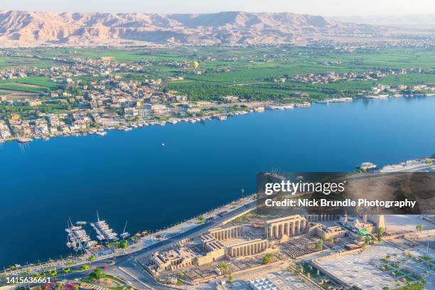 aerial view of luxor temple, egypt. - nile river stock-fotos und bilder