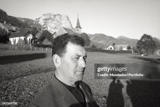 Picture of the father of the young Austrian boy Alfred Egner drowned in Lake Toplitz in search of Hitler's treasure. Austria, 1960s