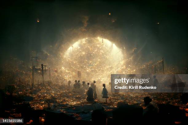 apocalyptic scene - smoke rubble stock pictures, royalty-free photos & images