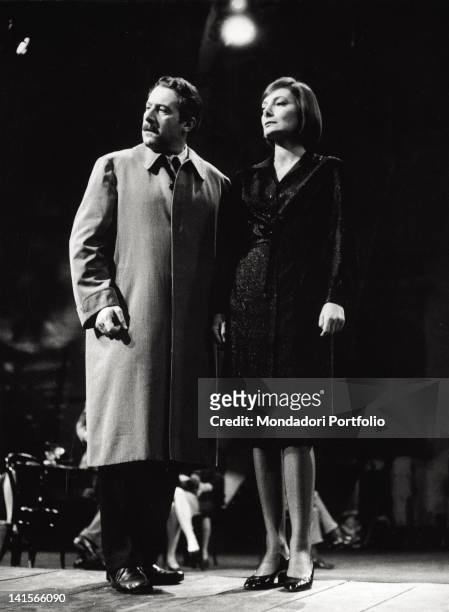 The Italian actors Romolo Valli and Rossella Falk explain their roles of father and stepdaughter in the RAI recording of "Six charactes in search of...