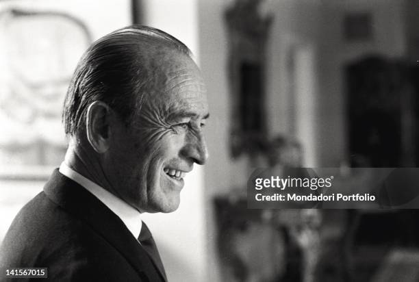 The Italian industrialist Bruno Pagliai smiling in his mansion in Mexico City. Mexico City, October 1968